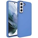 Maks Technology Galaxy S21 FE Uyumlu Metal Çerçeve ve Buton Tasarımlı Silikon MKST Luna Kılıf-Lavendery Gray