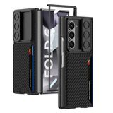 Maks Technology Galaxy Z Fold 6 Kılıf Kamera Korumalı Karbon Fiber Arka Yüzey MKST Kartlıklı Kıpta Sert Kapak-Siyah