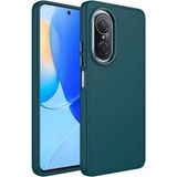Maks Technology Huawei Nova 9 SE Kılıf Metal Çerçeve ve Buton Tasarımlı Silikon MKST Luna Kapak - Koyu Yeşil