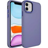 Maks Technology iPhone 11 Uyumlu Metal Çerçeve ve Buton Tasarımlı Silikon MKST Luna Kılıf-Lavendery Gray