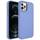 Maks Technology iPhone 12 Pro Max Uyumlu Metal Çerçeve ve Buton Tasarımlı Sert MKST Botox Kılıf-Lavendery Gray
