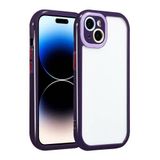 Maks Technology iPhone 14 Kılıf Kamera Korumalı Renkli Kenar ve Çerçeve Tasarımlı MKST Vitamin Kapak-Derin Mor