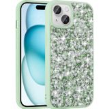 Maks Technology iPhone 15 Plus Kılıf Parlak Taşlı Tasarım MKST Linea Kapak - Açık Yeşil