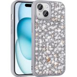 Maks Technology iPhone 15 Plus Kılıf Parlak Taşlı Tasarım MKST Linea Kapak - Gümüş
