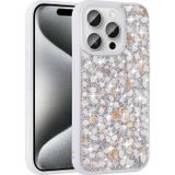 Maks Technology iPhone 15 Pro Kılıf Parlak Taşlı Tasarım MKST Linea Kapak - Beyaz