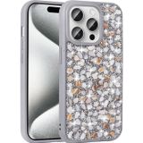 Maks Technology iPhone 15 Pro Kılıf Parlak Taşlı Tasarım MKST Linea Kapak - Gümüş