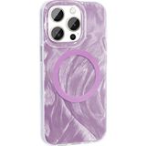 Maks Technology iPhone 15 Pro Max Kılıf Magsafe Şarj Özellikli Fırça Boya Desenli MKST Palet Kapak - Pembe