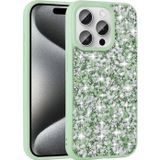 Maks Technology iPhone 15 Pro Max Kılıf Parlak Taşlı Tasarım MKST Linea Kapak - Açık Yeşil