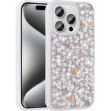 Maks Technology iPhone 15 Pro Max Kılıf Parlak Taşlı Tasarım MKST Linea Kapak - Beyaz