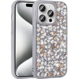 Maks Technology iPhone 15 Pro Max Kılıf Parlak Taşlı Tasarım MKST Linea Kapak - Gümüş