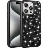 Maks Technology iPhone 15 Pro Max Kılıf Parlak Taşlı Tasarım MKST Linea Kapak - Siyah