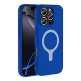 Maks Technology iPhone 16 Pro Max Kılıf M-Safe Şarj Özellikli MKST Aris Silikon Kapak - Saks Mavi