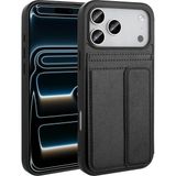 Maks Technology iPhone 17 Pro Max Kılıf PU Deri Kartlıklı MKST Sevilla Kapak - Siyah