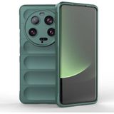 Maks Technology Mi 13 Ultra Kılıf Esnek TPU Oyuklu Arka Yüzey Tasarımlı MKST Etnik Silikon Kapak - Koyu Yeşil