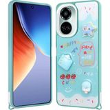 Maks Technology Tecno Camon 19 Pro Kılıf Parlayan Simli Kabartma Figürlü MKST Cevze Kapak - Yeşil