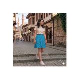 MAKSEN TEKSTİL VİSKON KUMAŞ 55 CM ÇİÇEK DESENLİ RAHAT KALIP ŞORT ETEK