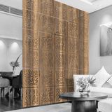Makta Ahşap Lazer Kesim Sarkıt Paravan 40x40 cm Geometrik Tema Modern Tasarım Panel Seti - 81x81 - Ahşap - Ceviz