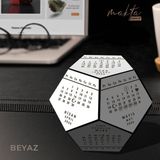 Makta Ahşap Masaüstü Dekoratif Takvim 2026 -3 Boyutlu - Beyaz