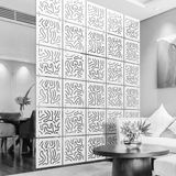 Makta Ahşap Seperatör Geometrik Tema Lazer Kesim Sarkıt Paravan 40x40 cm Beyaz Panel Levha Seti - 81x81