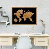 Makta Dünya Haritalı Dekoratif Mantar Pano - Tablo - 50 x 70 cm