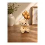 Maku home Ayıcıklı Balonlu Pasta Süsü – Gold Balonlu Dekoratif Pasta Topperi – Doğum Günü, Baby Shower, Hoş Geldin Bebek Süsü 5-6 cm
