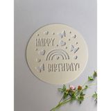 Maku Home Happy Birtday Kelebek - Kalp Stencil Şablonu – Pasta Üstü Yazı Kalıbı