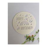 Maku Home Happy Birtday Kelebek - Kalp Stencil Şablonu – Pasta Üstü Yazı Kalıbı