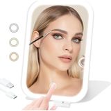 Makyaj Aynası, 1100MAH Pille Çalışan Taşınabilir Ayna, 3 Ayarlanabilir Işık Ayarı, 72 LED Işıklı USB Şarj Edilebilir Makyaj Aynası, Kadınlar ve Kızlar Için Hediye - Beyaz