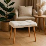 Makyaj Masası Pufu, Peluş Kumaş, Ayak Uzatmalık Puf, Dekoratif Puf - Krem