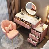 Makyaj Masası Vantity Masası, Flip-top Aynalı ve Yuvarlanan Tabure LED Işıkları Entegre Makyaj, Aynalı Makyaj Masası Seti - Sandalyeli Makyaj Masası 5 Çekmeceli ve Nized B için Saklama Dolabı