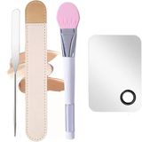 Makyaj Spatula, Kore Spatula Makyaj Paslanmaz Çelik Makyaj Spatula Palet Seti, Profesyonel Vakfı Spatula Yüz Kozmetik Makyaj Aracı (1 Kozmetik Fırça+1 Spatula+1 Dikdörtgen Palet)