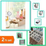 Makyaj Ve Aksesuar Düzenleyici + 12 Bölmeli Çekmeceli Organizer 2’Li Set – L7v2m8