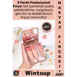 #Makyajfırçası 5 Parça Fiber Kıl Profesyonel Şık Kutu Tasarım Hediyelik Aynalı Makyaj Fırçası Seti