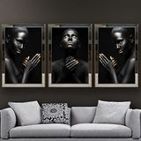 Makyajlı Kadın-2 Temalı Aynalı Çerçeveli 3 lü Kanvas Tablo Seti 150x70 cm SETS0034