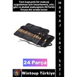 #Makyajseti Profesyonel Cilt Yüz Göz Dudak Kaş Kontür Eyeliner Çantalı Makyaj Fırçası Seti 24 Parça