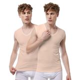 MALABADİ Erkek 2 li Paket V Yaka İz Yapmayan Modal Kolsuz Görünmez Atlet 064 (Ten Rengi, XL)