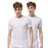 Malabadi Erkek 2 li Yuvarlak Yaka Modal İnce Yaz Serinliği Tişört 2M084 (Beyaz, 2XL)