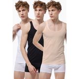 Malabadi Erkek 3 Adet Siyah Beyaz Ten Rengi Ince Askılı Iz Yapmayan Modal Atlet 013 3M013 - Siyah - Beyaz - Ten - 2XL