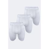 Malabadi Erkek 3 Lü Paket Beyaz Uzun Paça Pişik Önleyici Modal Boxer 018 3M018 - 2XL