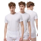 Malabadi Erkek 3 lü Yuvarlak Yaka Modal İnce Yaz Serinliği Tişört 3M084 (Beyaz, 2XL)