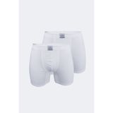 Malabadi Erkek Beyaz 2 Li Pamuk Elastan Uzun Boxer 2M073 - 3XL