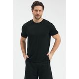 Malabadi Erkek Bisiklet Yaka Micro Modal Extra Yumuşak Rahat Kalıp Tişört 930 (Siyah, 2XL)