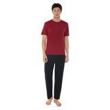 Malabadi Erkek Bisiklet Yaka Micro Modal Extra Yumuşak Yazlık Pijama Takımı 6030 (Bordo, L)