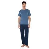 Malabadi Erkek Bisiklet Yaka Micro Modal Extra Yumuşak Yazlık Pijama Takımı 6030 (Mavi, M)