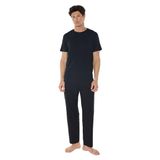 Malabadi Erkek Bisiklet Yaka Micro Modal Extra Yumuşak Yazlık Pijama Takımı 6030 (Siyah, S)
