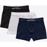 Malabadi Erkek Çocuk Siyah Beyaz Lacivert 3 lü Pamuk Elastan Boxer 3M208 - 10 Yaş - Siyah - Beyaz - Lacivert