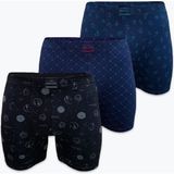 Malabadi Erkek Desenli 3 Lü Paket Modal Uzun Boxer 3M250 - Lacivert - Siyah