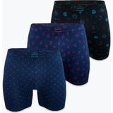 Malabadi Erkek Desenli 3 Lü Paket Modal Uzun Boxer 3M250 - Siyah - Lacivert - Bordo - XL