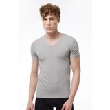 Malabadi Erkek Gri V Yaka Kısa Kollu Modal T-shirt Body 032