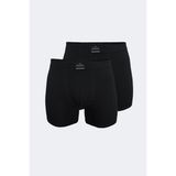 Malabadi Erkek Siyah 2 Li Pamuk Elastan Uzun Boxer 2M073 - XL